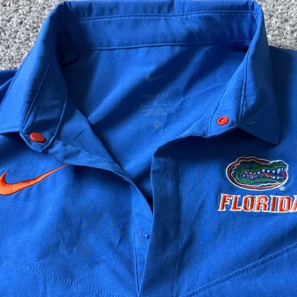 Florida Gatora Nike Royal Blue on field collared shirt - Picture 2 of 4